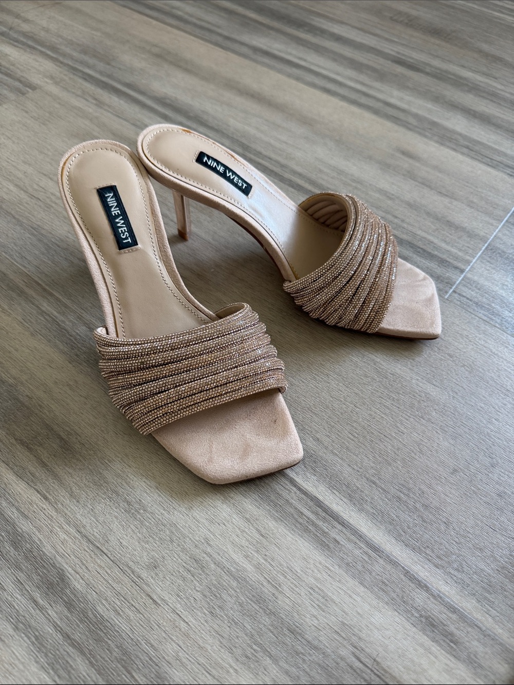 Nine West Rose Gold Beaded Slide Mules - Size 6